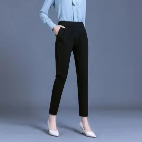 Women's Classic Pants Fashion High Waist Black Office Trousers
