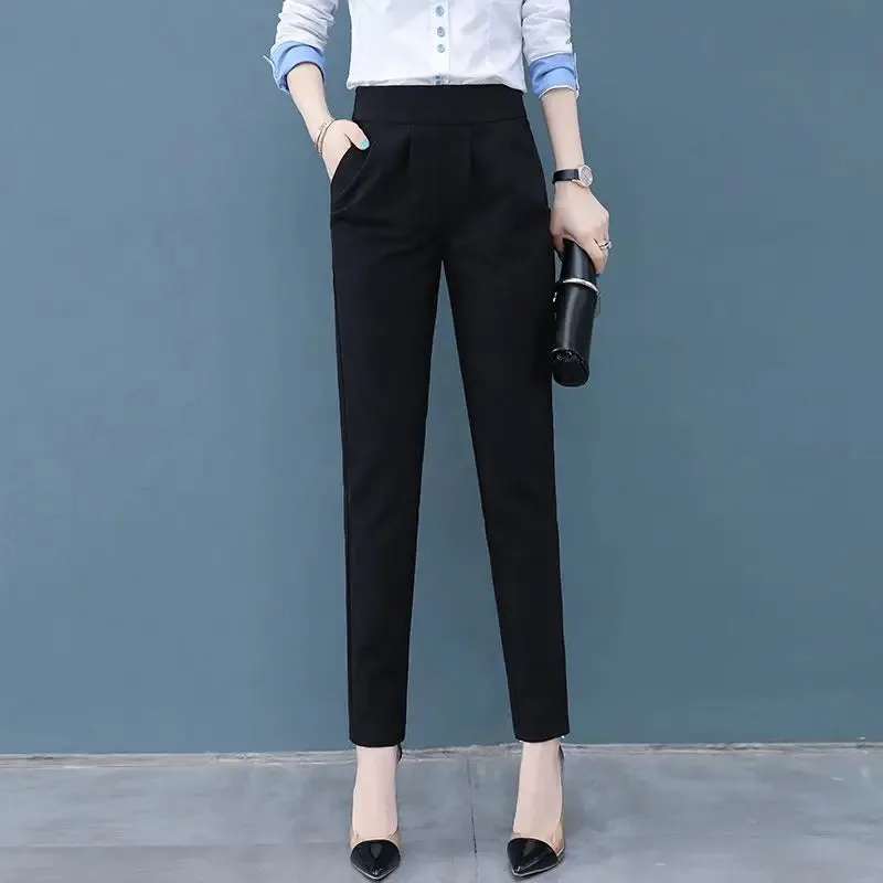 Women's Classic Pants Fashion High Waist Black Office Trousers