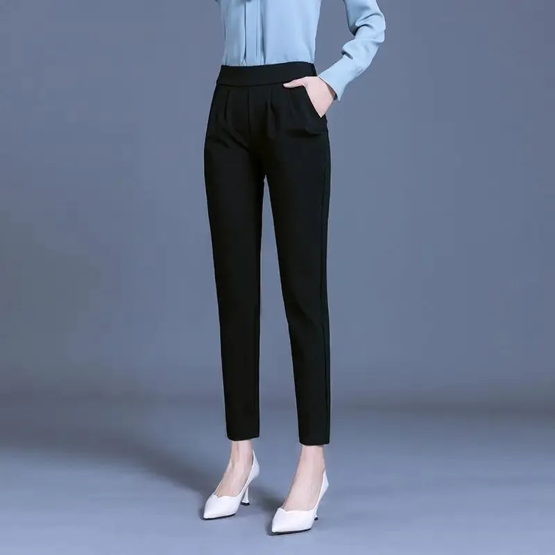 Women's Classic Pants Fashion High Waist Black Office Trousers