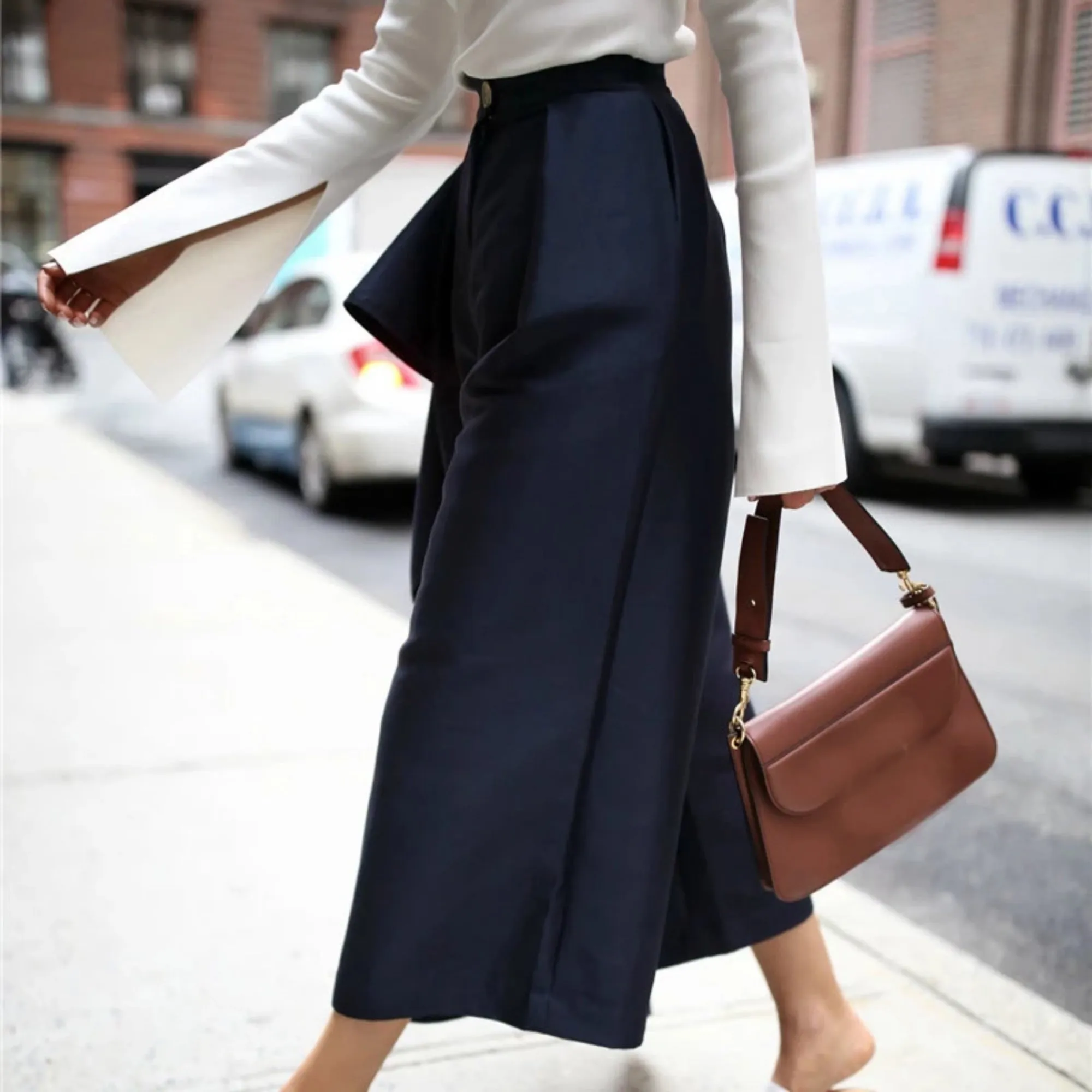 Women's Spring High-Waist Loose Pants With Ruffles