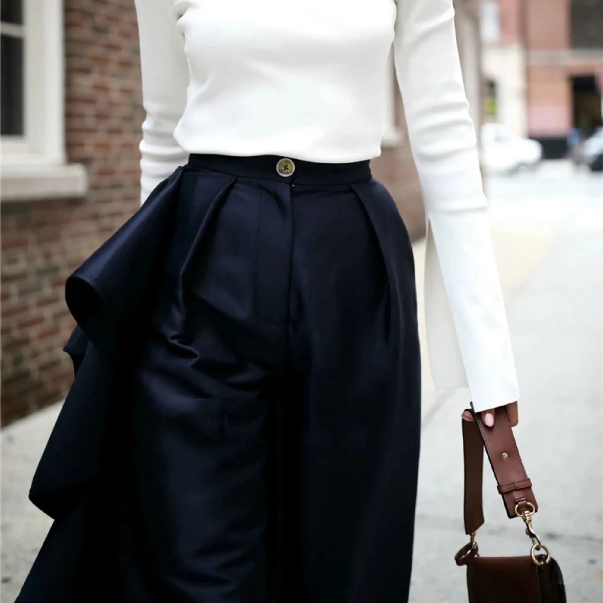 Women's Spring High-Waist Loose Pants With Ruffles