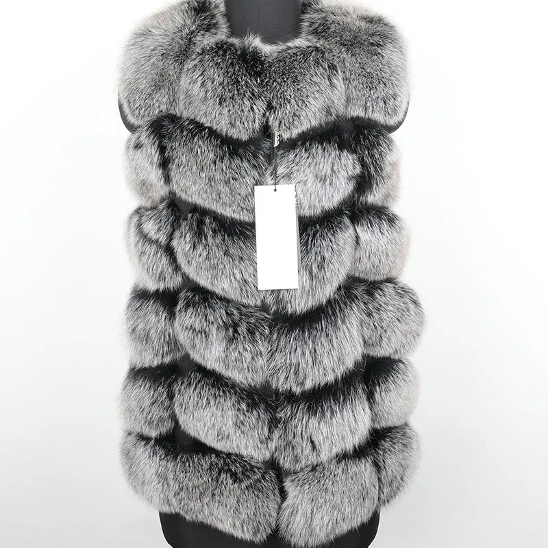 Women's Winter Casual Short O-Neck Vest With Fox Fur