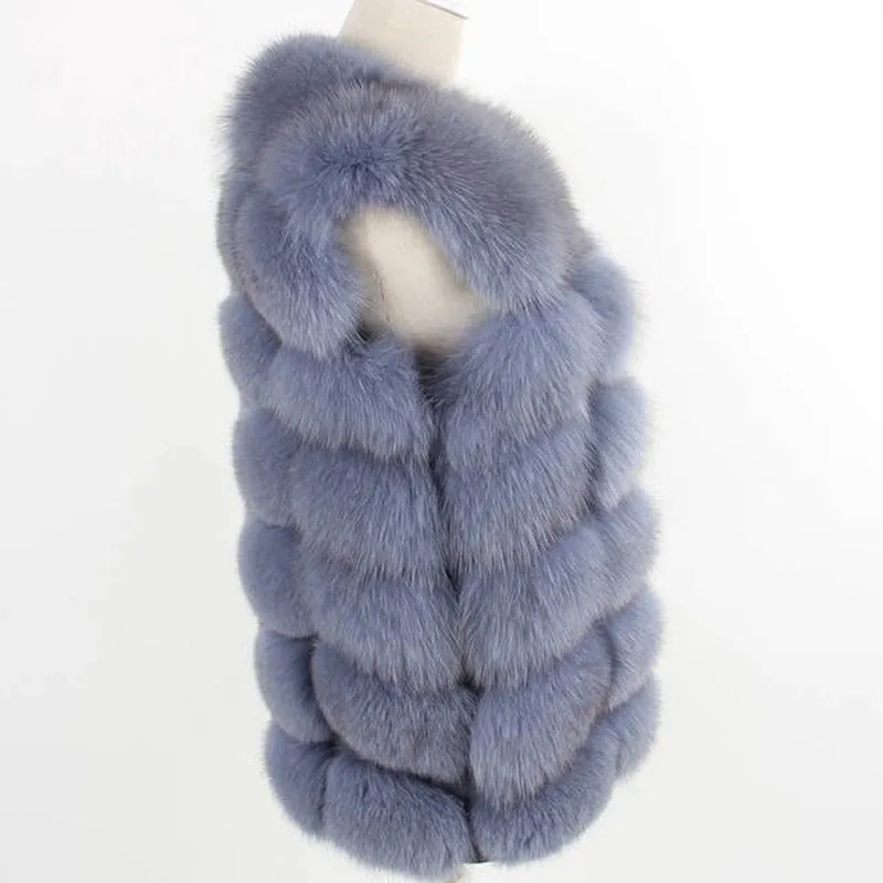Women's Winter Casual Short O-Neck Vest With Fox Fur