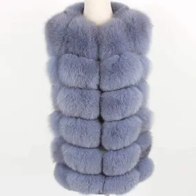 Women's Winter Casual Short O-Neck Vest With Fox Fur