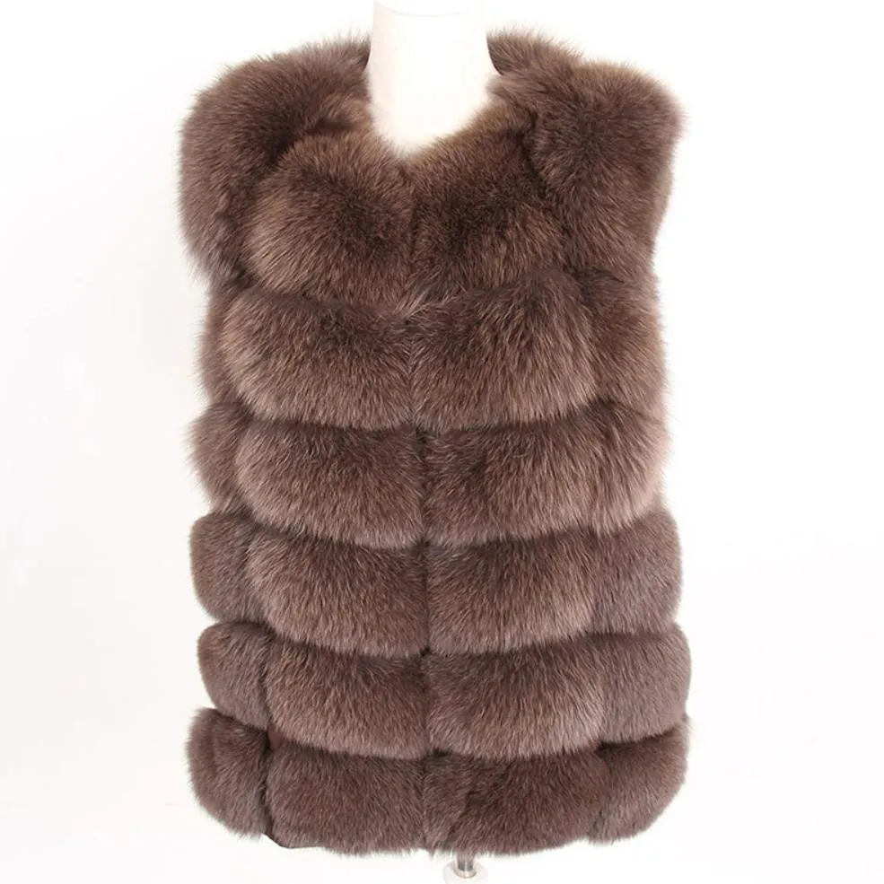 Women's Winter Casual Short O-Neck Vest With Fox Fur