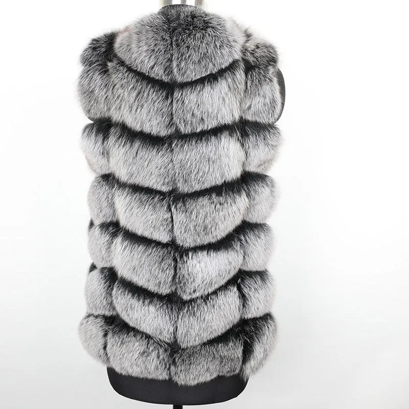 Women's Winter Casual Short O-Neck Vest With Fox Fur
