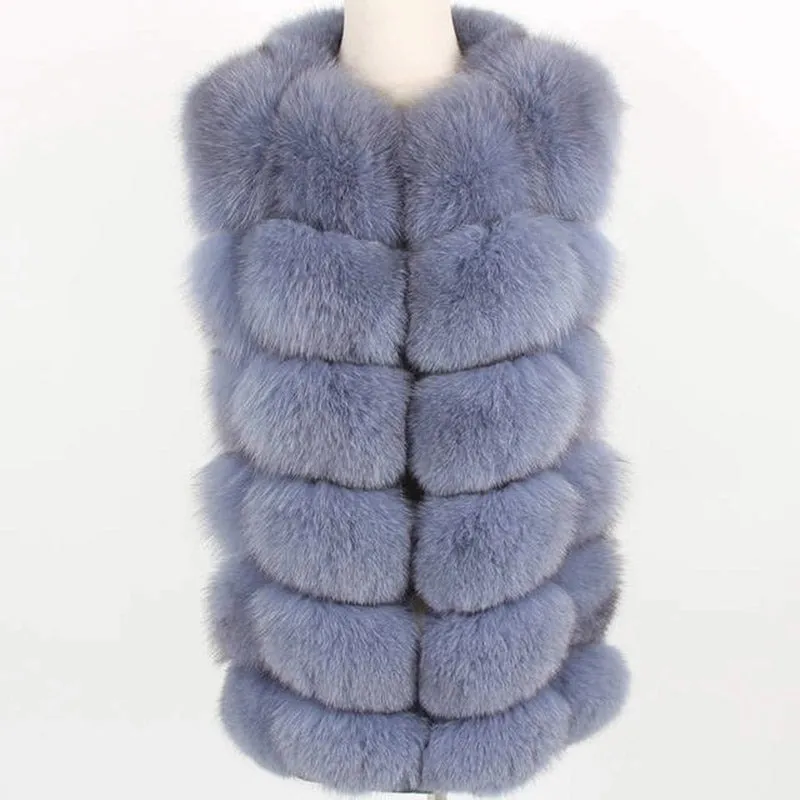 Women's Winter Casual Short O-Neck Vest With Fox Fur