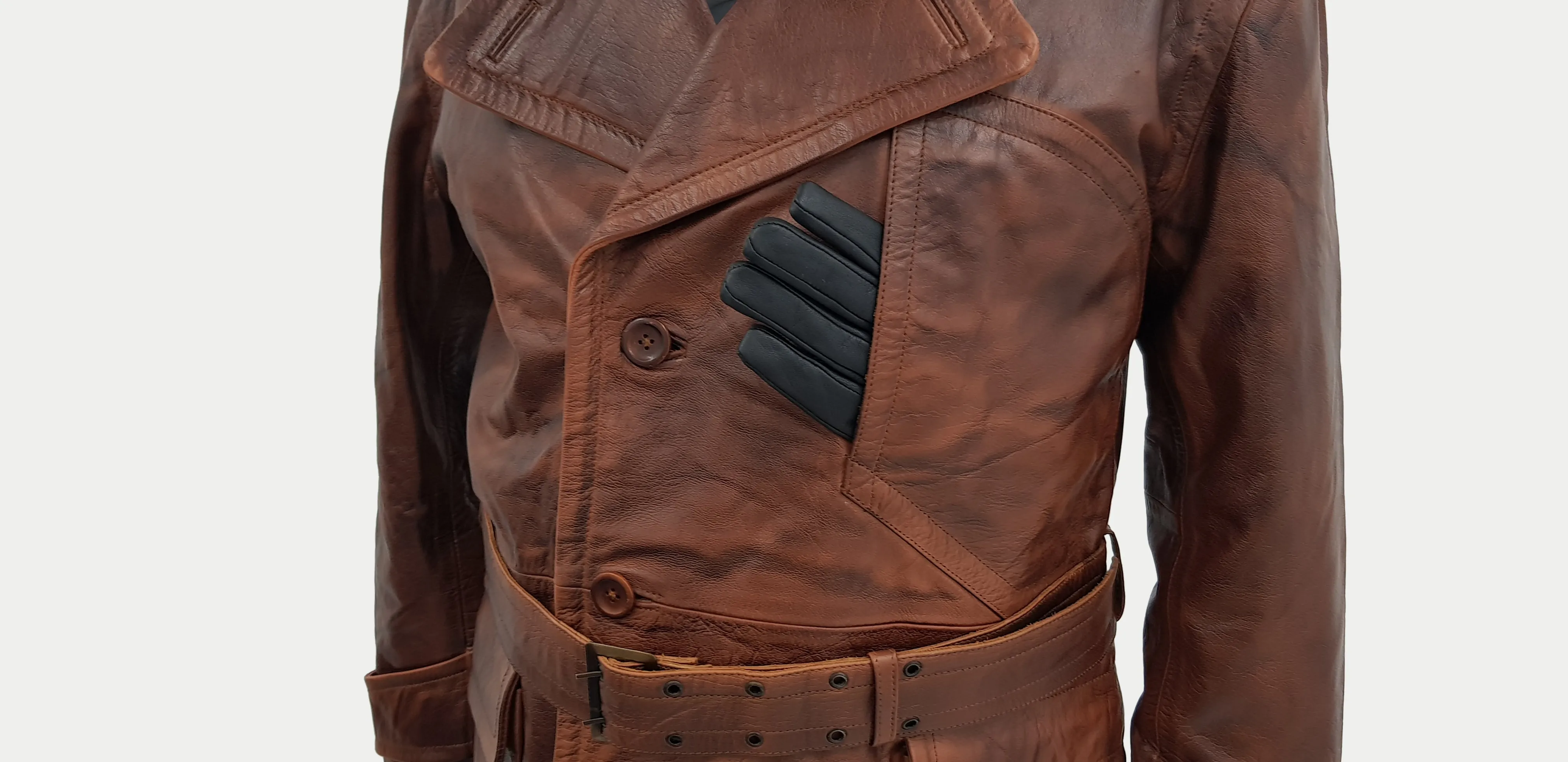 World War 1 Regulation U.S. Army Air Service Flying Pilot Tan Leather Trench Coat Men's
