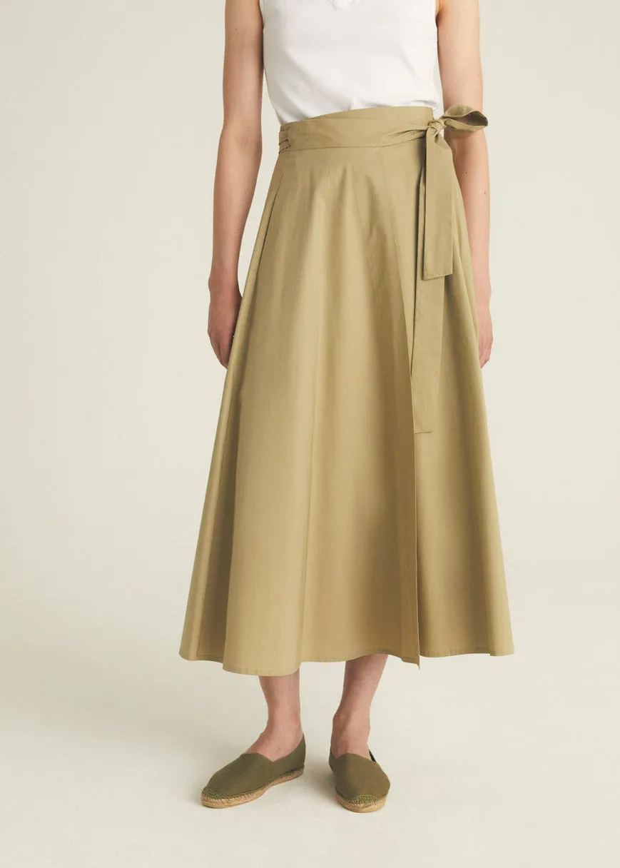 Wrap Pleated Midi Skirt - White
