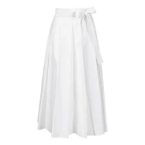 Wrap Pleated Midi Skirt - White