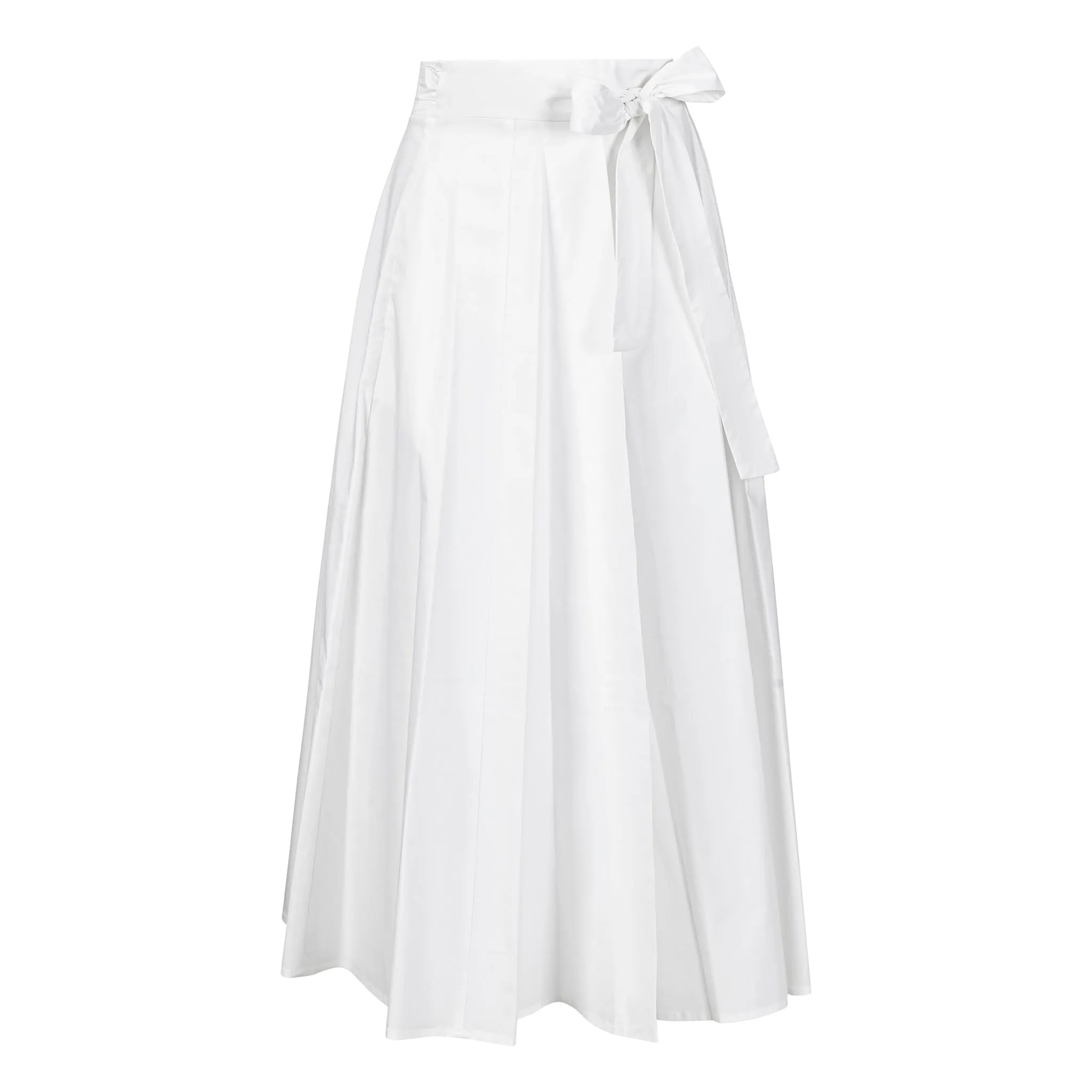 Wrap Pleated Midi Skirt - White