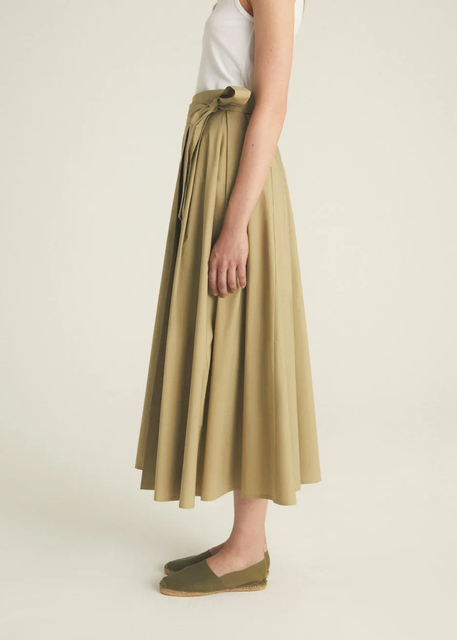 Wrap Pleated Midi Skirt - White