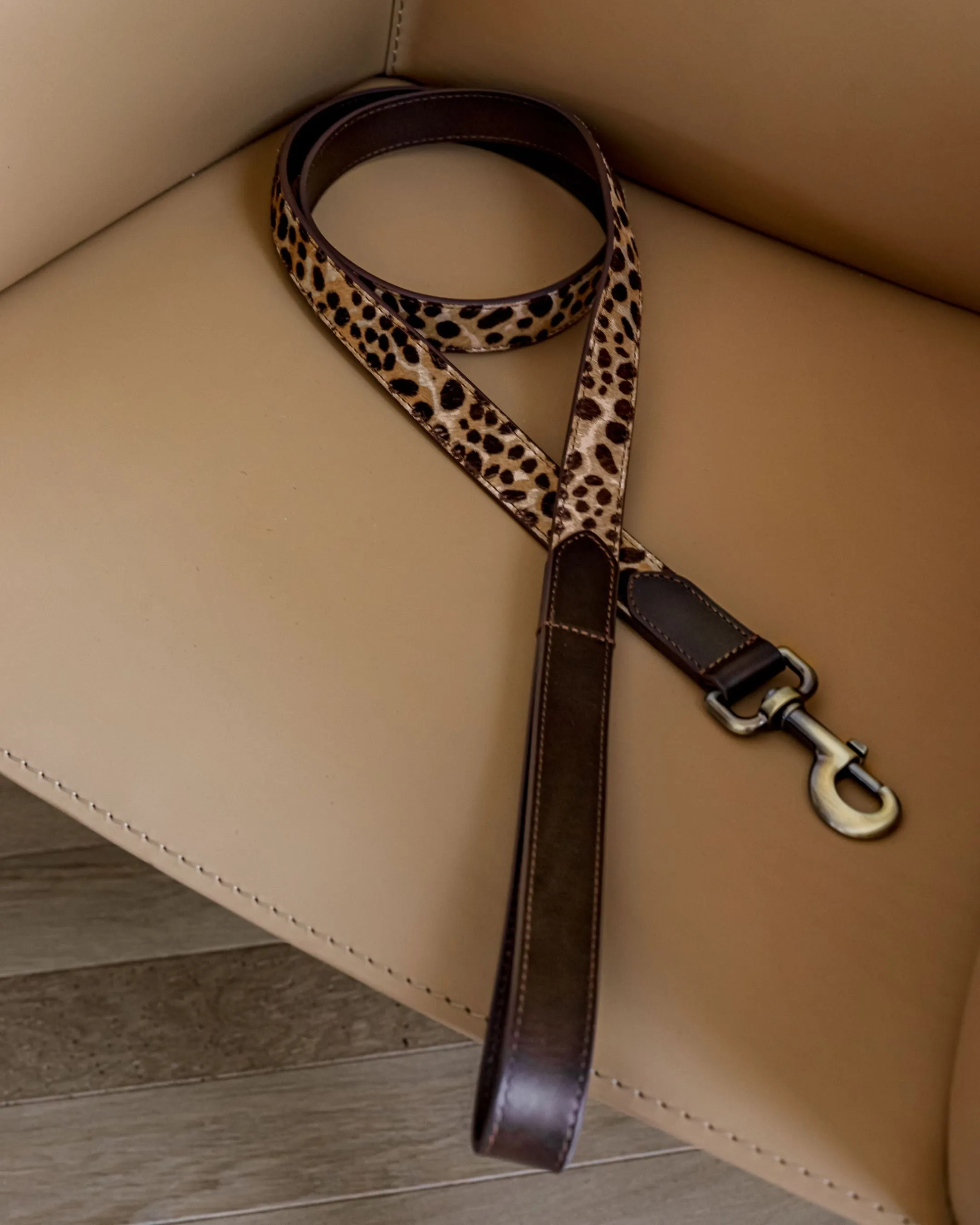 Wylde Brown Spotted Pony Fur Dog Leash