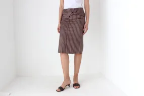 Y2K Striped Pure Silk Low Rise Knee Skirt by Blunauta