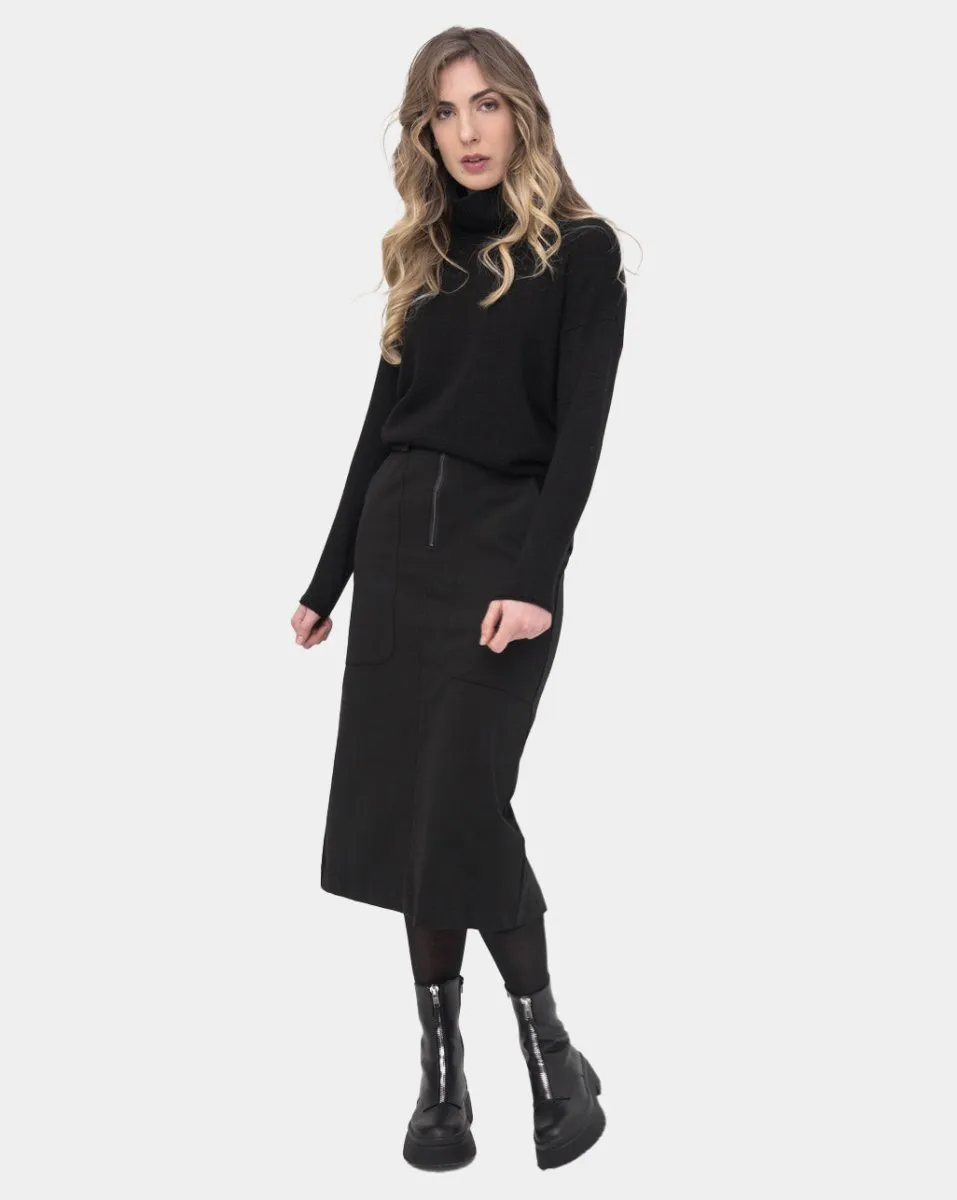 Zip Up Midi Skirt