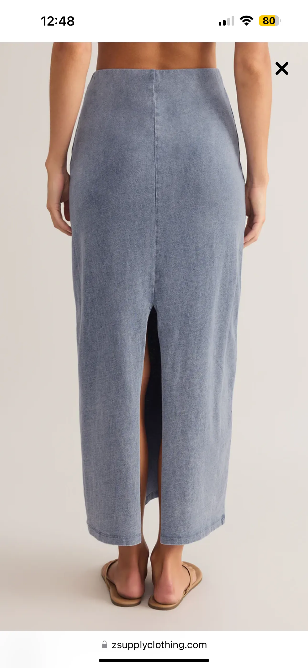 ZK251465 Gail Jersey Denim Midi Skirt- Medium Wash
